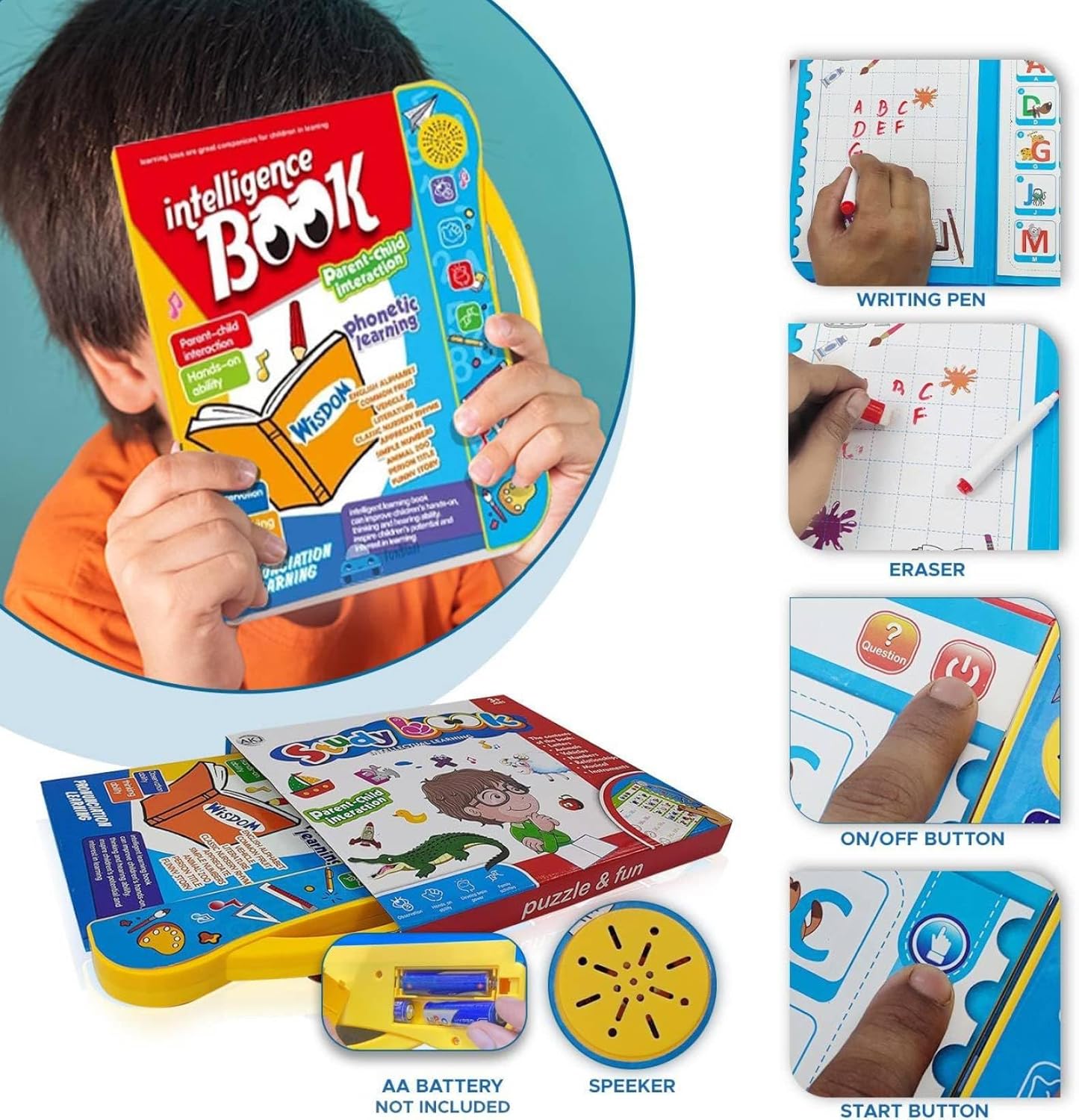 Kidzopia Intelligence Book, Musical English Educational Phonetic Learning Book for 3 + Year Kids